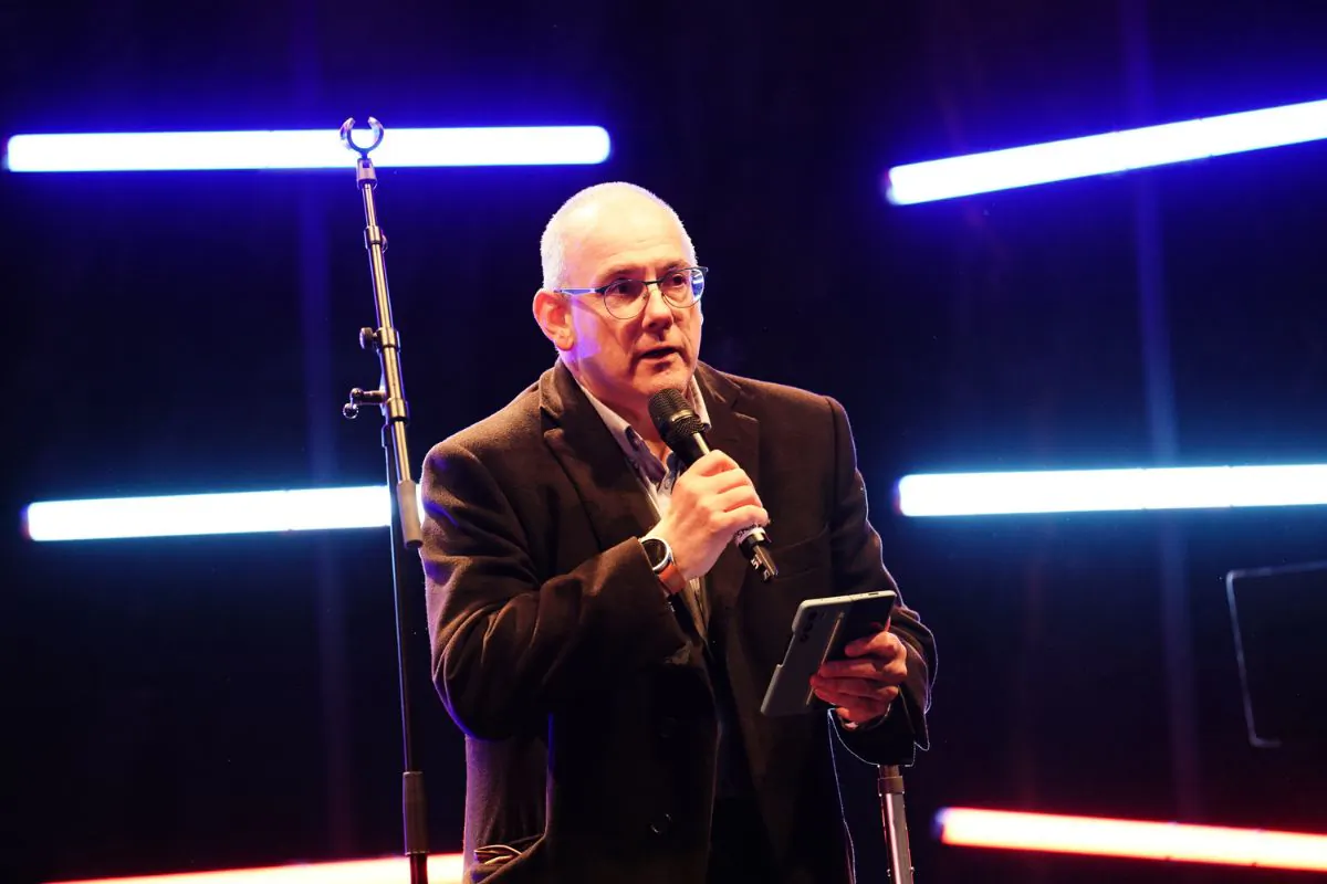 Robert Halfon, the Conservative MP for Harlow, speaks at a rally against anti-Semitism organised by the volunteer-led charity Campaign Against Antisemitism in Westminster, central London, on Nov. 26, 2023. (Jordan Pettitt/PA Wire)