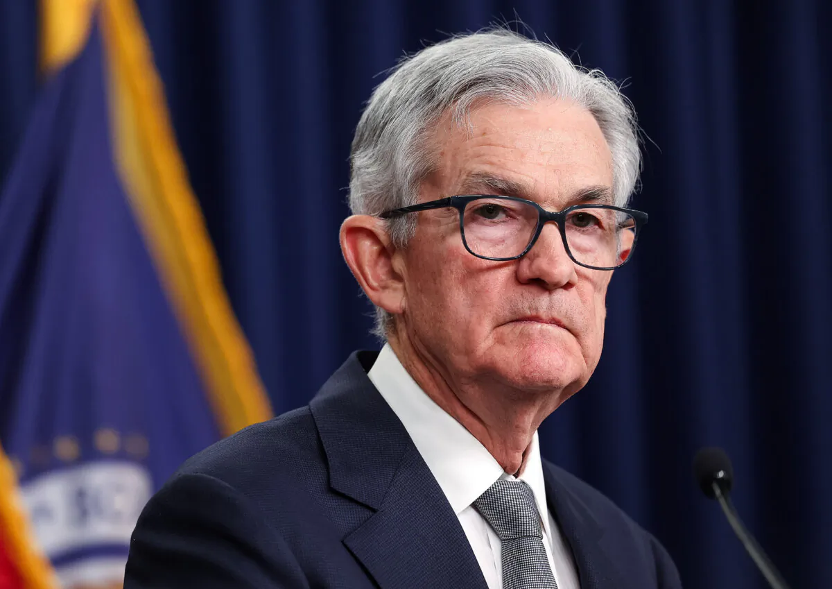 Federal Reserve Board Chairman Jerome Powell speaks during a news conference after a Federal Open Market Committee meeting at the Federal Reserve in Washington on Nov. 1, 2023. (Kevin Dietsch/Getty Images)