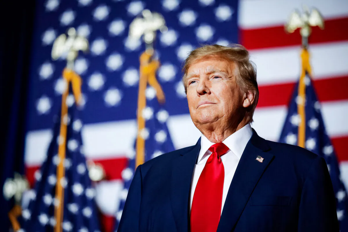Former President Donald Trump speaks at his caucus night event at the Iowa Events Center in Des Moines, Iowa, on Jan. 15, 2024. (Chip Somodevilla/Getty Images)