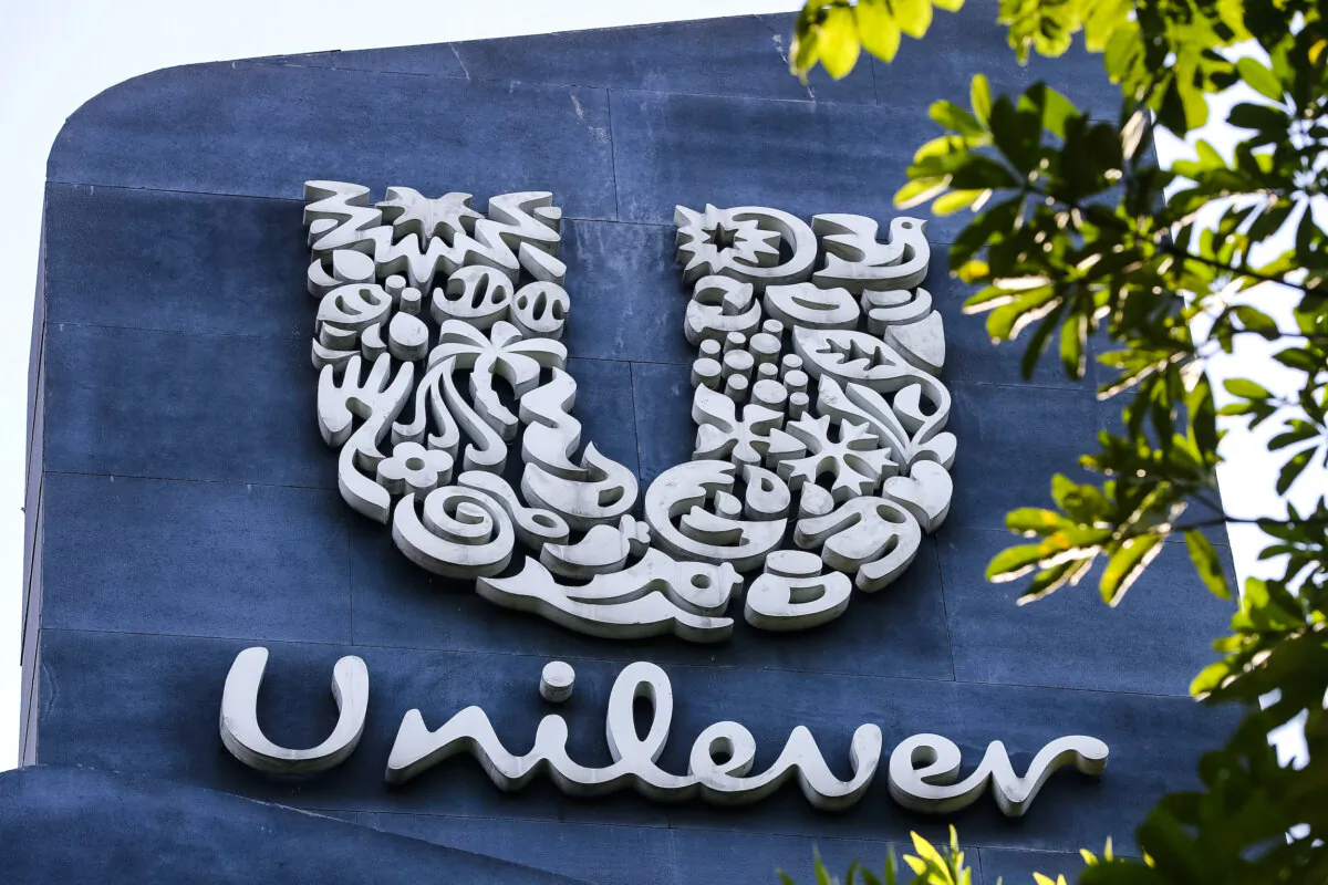 A Unilever logo is displayed outside the head office of PT Unilever Indonesia Tbk. in Tangerang, Indonesia, on Nov. 16, 2021. (Tatan Syuflana/AP Photo)