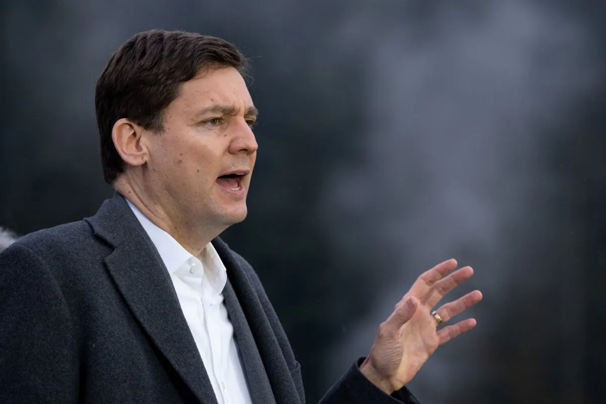 B.C. Premier David Eby speaks during a news conference in Vancouver on Feb. 20, 2024. (The Canadian Press/Ethan Cairns)