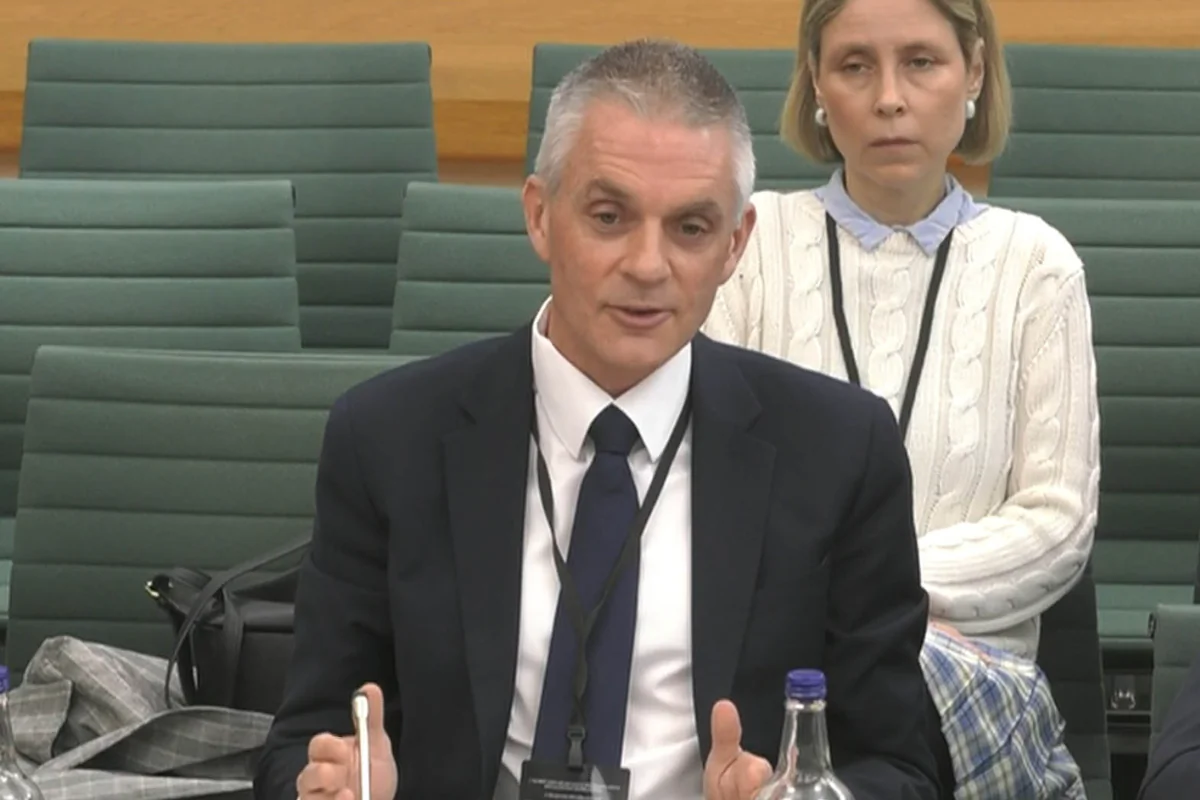 Tim Davie director-general at BBC giving evidence on the work of the BBC to the Culture, Media and Sport Committee at the Houses of Parliament in Westminster, London, England, on March 20, 2024. (House of Commons/UK Parliament/PA Wire)