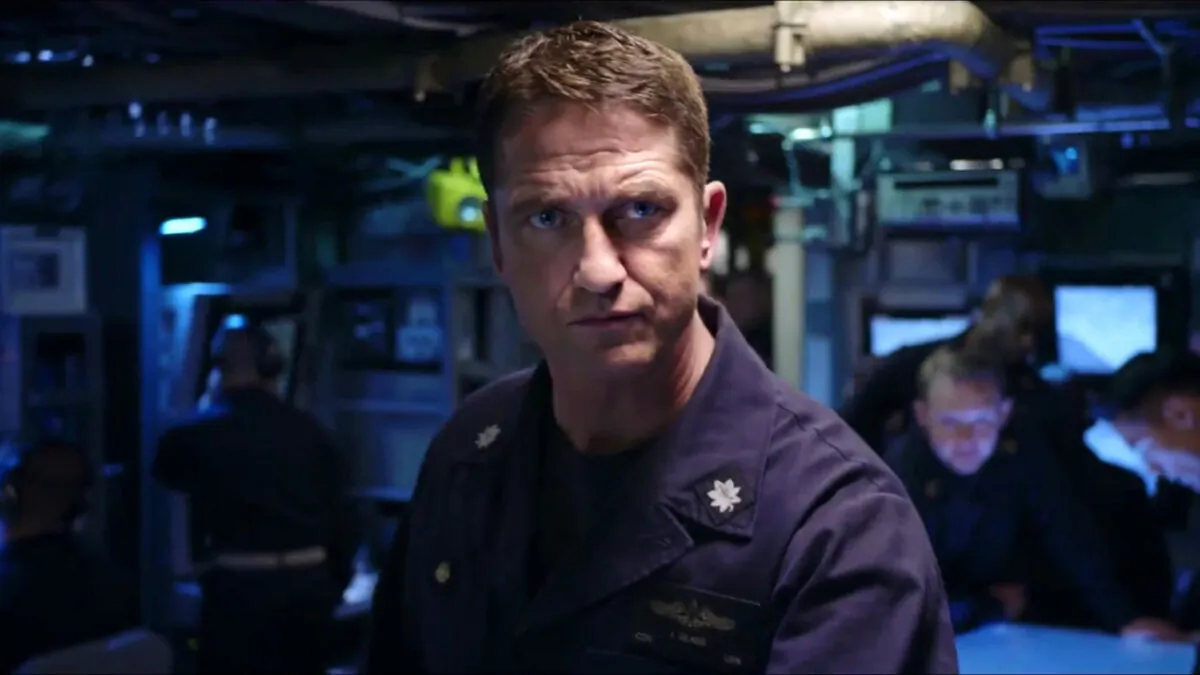 Veteran submarine commander Captain Joe Glass (Gerard Butler), in “Hunter Killer.” (Lionsgate)
