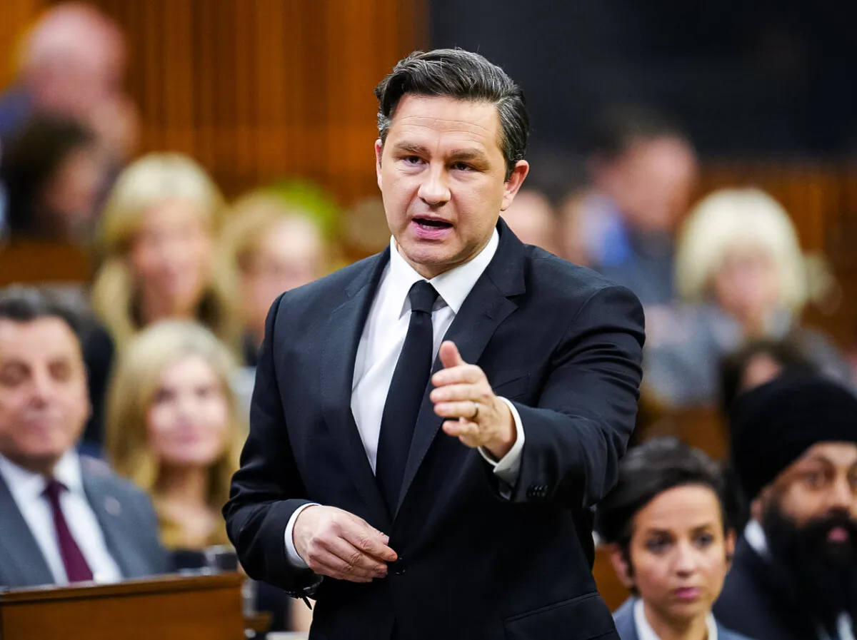 Conservative Leader Pierre Poilievre rises during question period in the House of Commons on Parliament Hill in Ottawa on March 18, 2024. (The Canadian Press/Sean Kilpatrick)