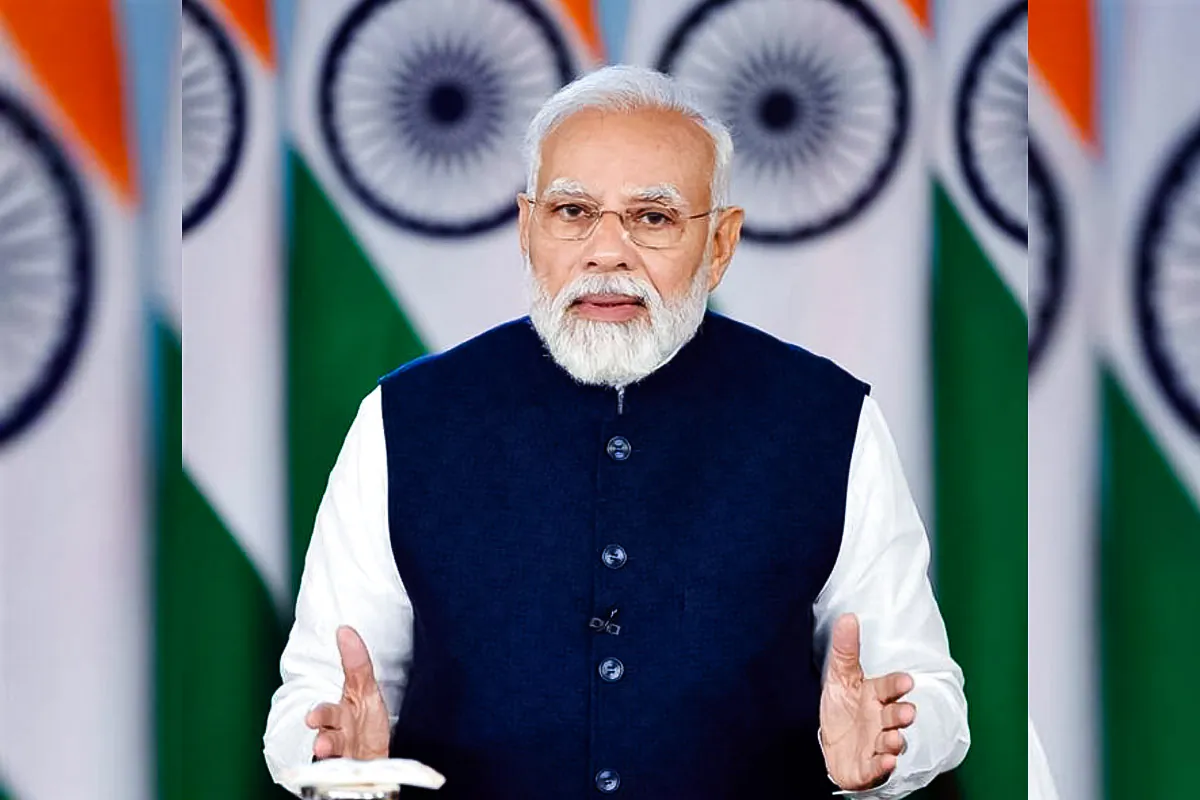 Indian Prime Minister Narendra Modi at Semicon India 2022, in Bengaluru, India, on April 29, 2022.(Press Bureau of India)