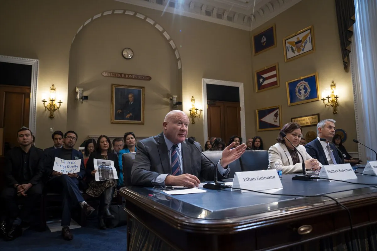 (L–R) Rep. Chris Smith (R-N.J.), chair of the Congressional-Executive Commission on China, Sen. Jeff Merkley (D-Ore.); and Rep. Michelle Steel (R-Calif.) during a hearing about the Chinese Communist Party's forced organ harvesting, in Washington on March 20, 2024. (Madalina Vasiliu/The Epoch Times)