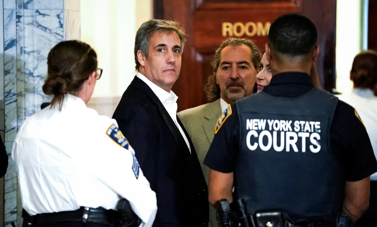 Donald Trump's former attorney Michael Cohen looks on at court during a break in the former president’s fraud trial in New York on Oct. 25, 2023. (Timothy A. Clary/AFP via Getty Images)