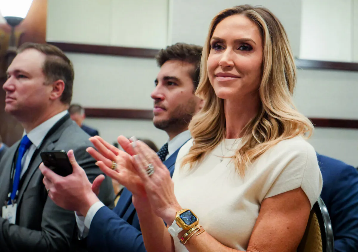 Lara Trump, daughter-in-law of former President Donald Trump, attends the Republican National Committee (RNC) Spring meeting in Houston, Texas, on March 8, 2024. (Cécile Clocheret/AFP via Getty Images)