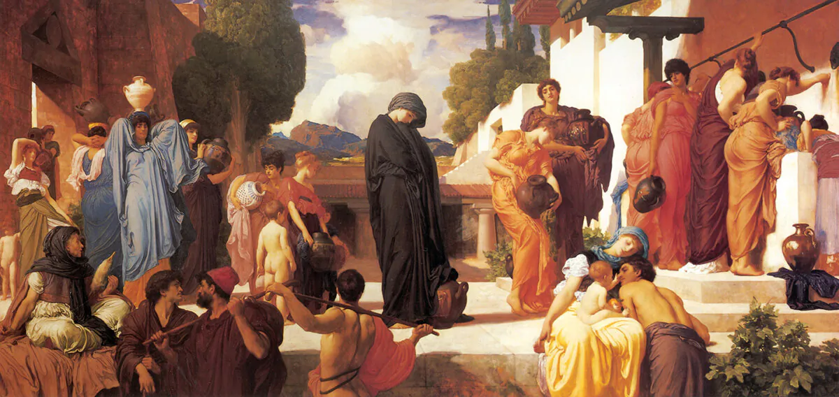 "Captive Andromache," circa 1886–1888, by Frederic Leighton. Oil on canvas; 77 1/2 inches by 160 1/4 inches. Manchester Art Gallery, UK. (Public Domain)