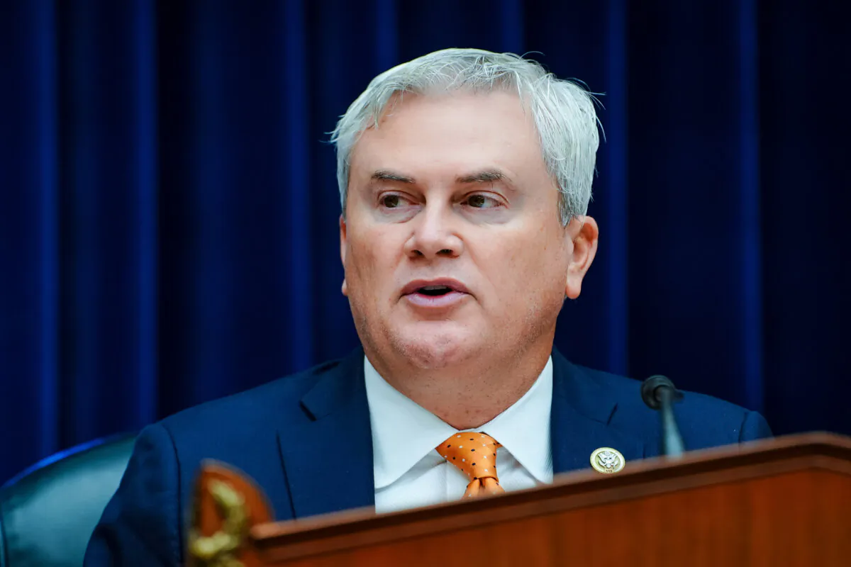 Chairman of the House Oversight Committee Rep. James Comer (R-Ky.) speaks during a hearing in Washington on Nov. 14, 2023. (Madalina Vasiliu/The Epoch Times)