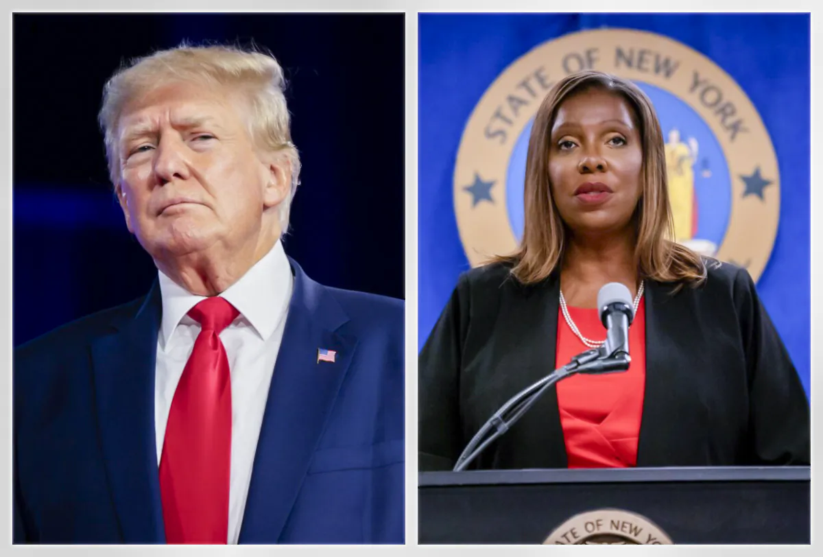 Former President Donald Trump (L). (Brandon Bell) New York Attorney General Letitia James. (David Dee Delgado/Getty Images)