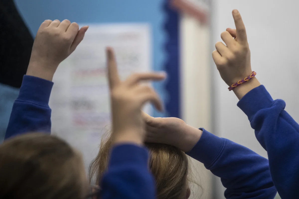 School children in a classroom, in a file photo on Nov. 27, 2019. (Danny Lawson/PA Wire)
