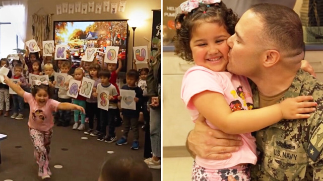 ‘I Couldn’t Hold Myself Back’: Military Dad Surprises Daughter at Pre-K in a Joyful Reunion