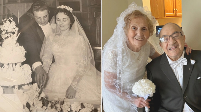 Nonagenarian Couple Dress Up as Bride and Groom to Celebrate Their 64th Wedding Anniversary