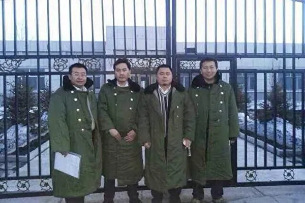 (L–R) Jiang Tianyong, Wang Cheng, Zhang Junjie, and Tang Jitian, the four rights lawyers who were violently treated by the authorities for going to a brainwashing class to defend the rights of Falun Gong practitioners in the Jiansanjiang incident in March 2014. (Courtesy of an Insider)