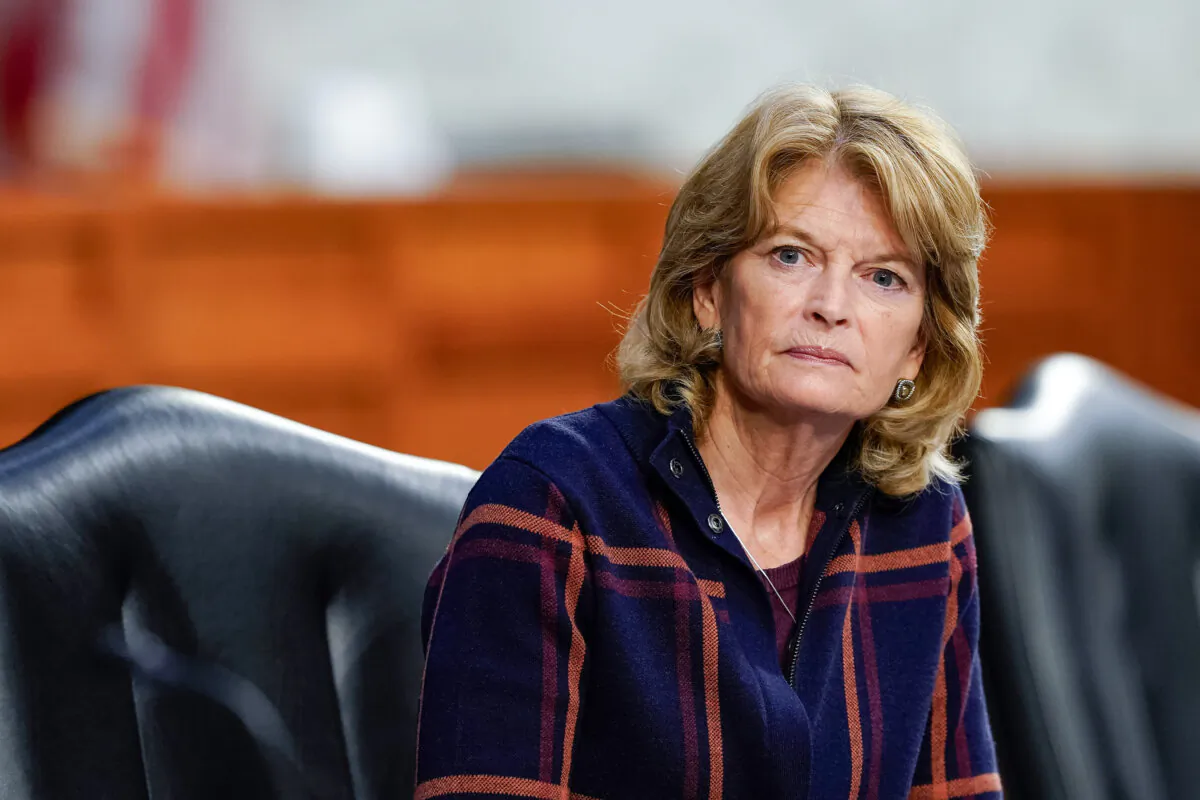 Sen. Lisa Murkowski (R-Alaska) on Capitol Hill in Washington on March 18, 2021. (Susan Walsh/Pool/Getty Images)