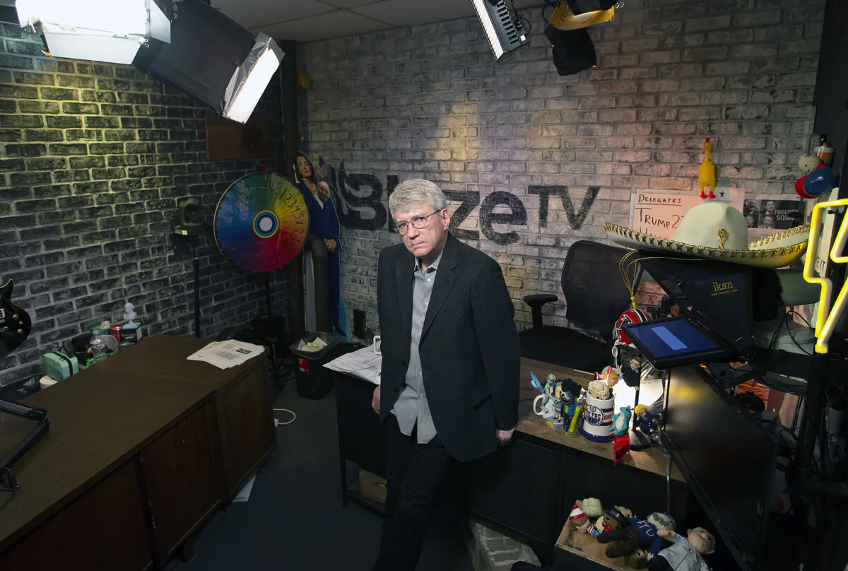 Journalist Steve Baker at the Blaze Media headquarters in Irving, Texas, on March 5, 2024. Baker was recently arrested by the FBI for misdemeanors related to Jan. 6, 2021. (Bobby Sanchez for The Epoch Times)