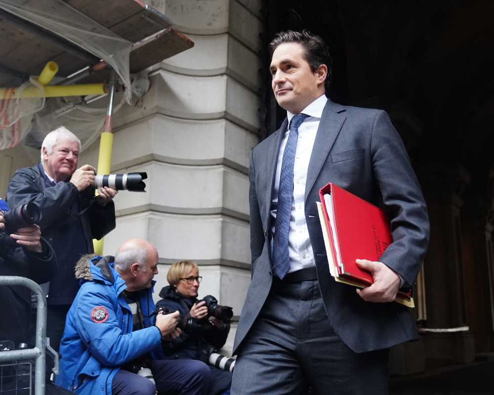 Minister for Veterans' Affairs Johnny Mercer arrives in Downing Street, London, on Nov. 14, 2023. (James Manning/PA Wire)