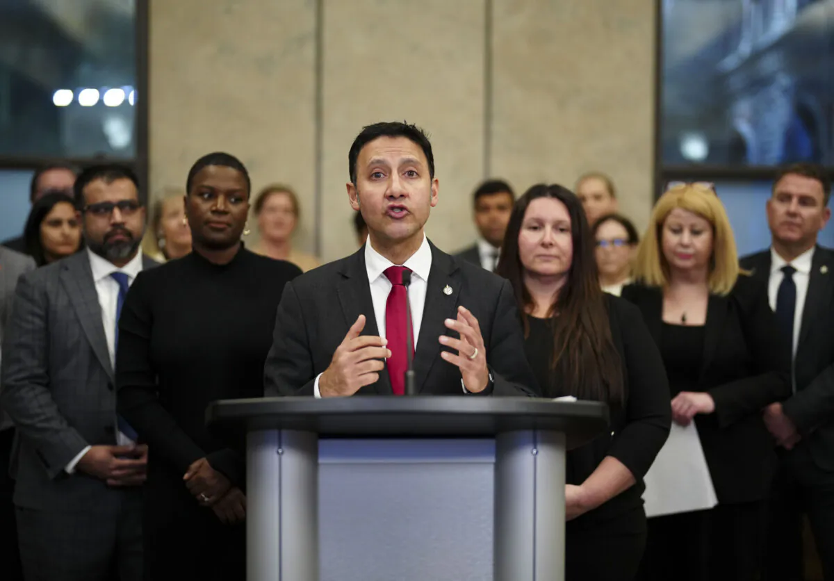 Minister of Justice and Attorney General of Canada Arif Virani speaks during a press conference on Parliament Hill in Ottawa regarding the new online harms bill, on Feb. 26, 2024. (The Canadian Press/Sean Kilpatrick)