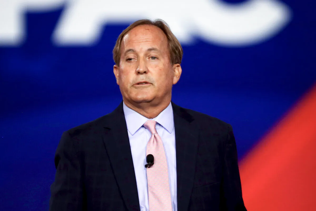 Texas Attorney General Ken Paxton speaks at the Conservative Political Action Conference in Dallas, Texas, on Aug. 5, 2022. (Bobby Sanchez/The Epoch Times)