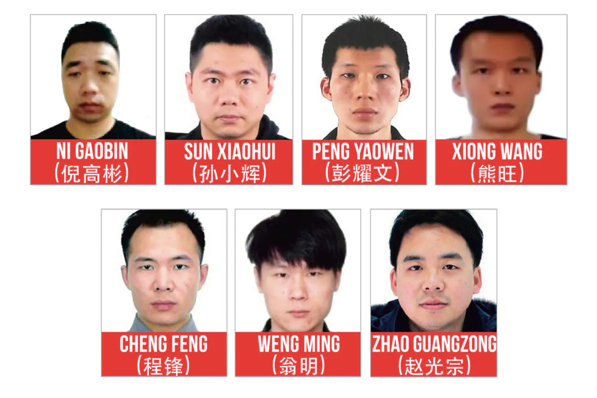 Pictures of seven defendants accused of operating as part of the APT31 hacking group. (Department of Justice)