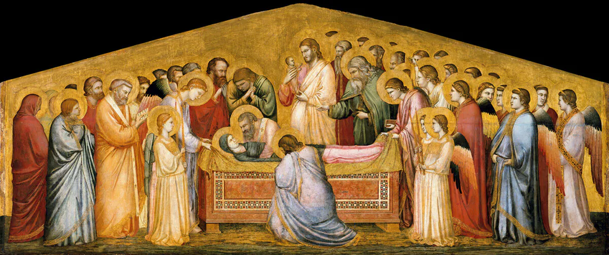 "The Entombment of Mary," 1310, by Giotto. Tempera on poplar wood; 29 1/2 inches by 70 2/5 inches. Gemäldegalerie, Berlin. (Public Domain)