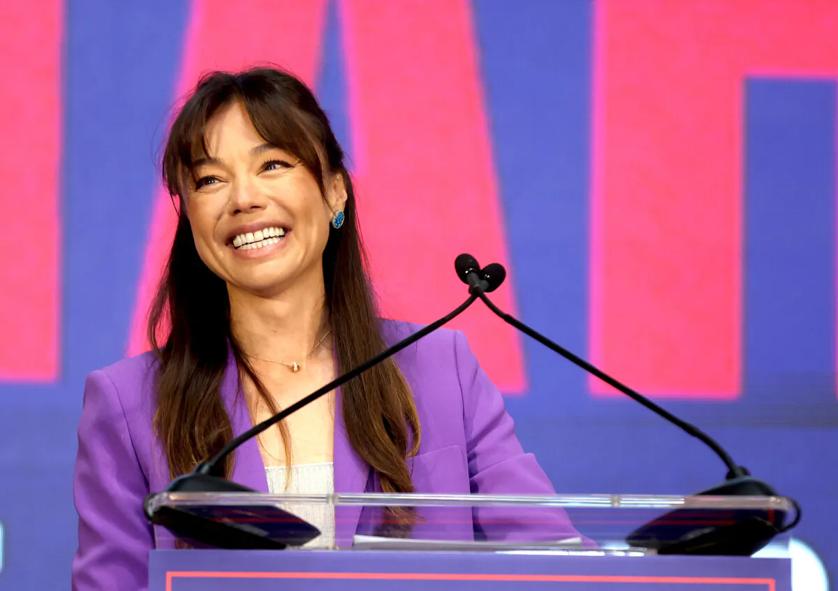 Independent vice presidential candidate Nicole Shanahan speaks during a campaign event to announce independent presidential candidate Robert F. Kennedy Jr. at the Henry J. Kaiser Event Center in Oakland, Calif., on March 26, 2024. (Justin Sullivan/Getty Images)