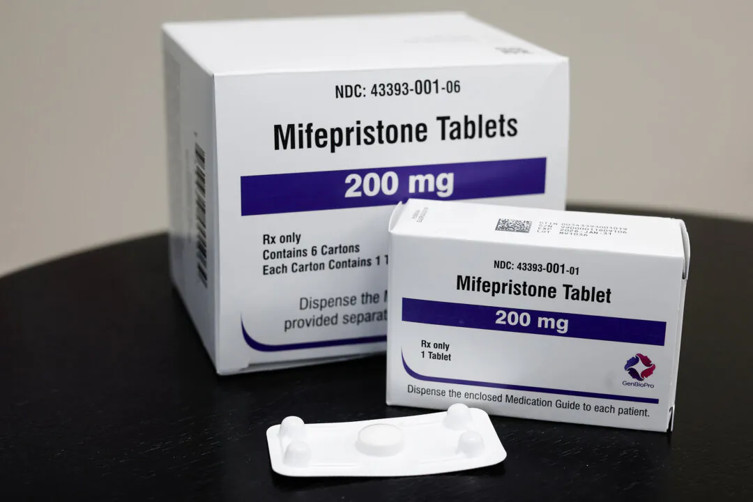 Packages of Mifepristone tablets are displayed at a family planning clinic on April 13, 2023 in Rockville, Maryland. (Anna Moneymaker/Getty Images)
