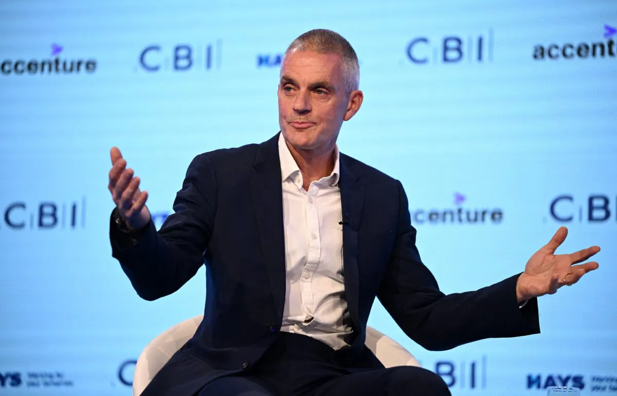BBC Director-General Tim Davie speaks at the Confederation of Business Industry annual conference at the Vox Conference Centre in Birmingham on Nov. 22, 2022. (Oli Scarff/AFP via Getty Images)
