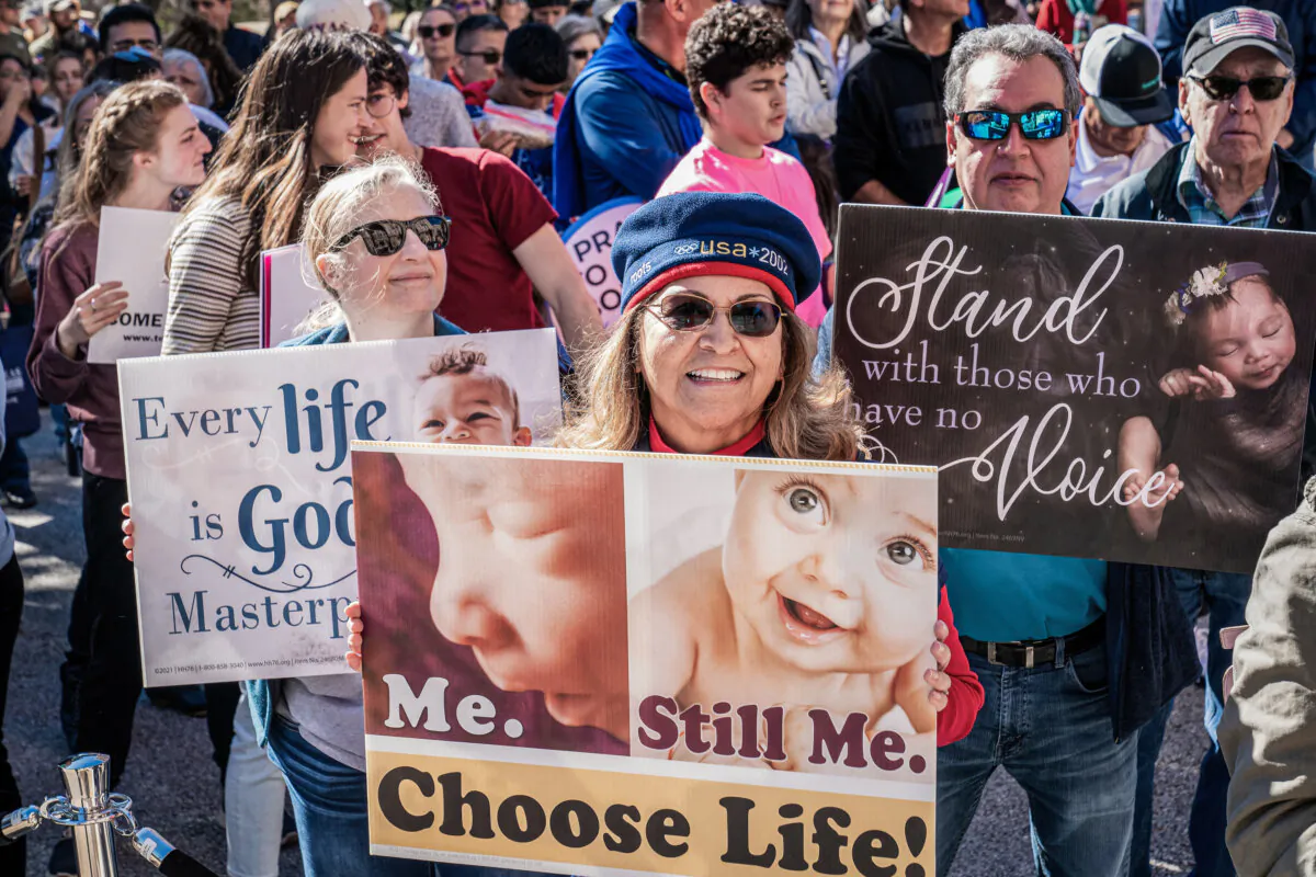 Pro-life supporters take part in a "Rally for Life" march and celebration outside the Texas State Capitol in Austin on Jan. 27, 2024. (Suzanne Cordeiro/AFP via Getty Images)