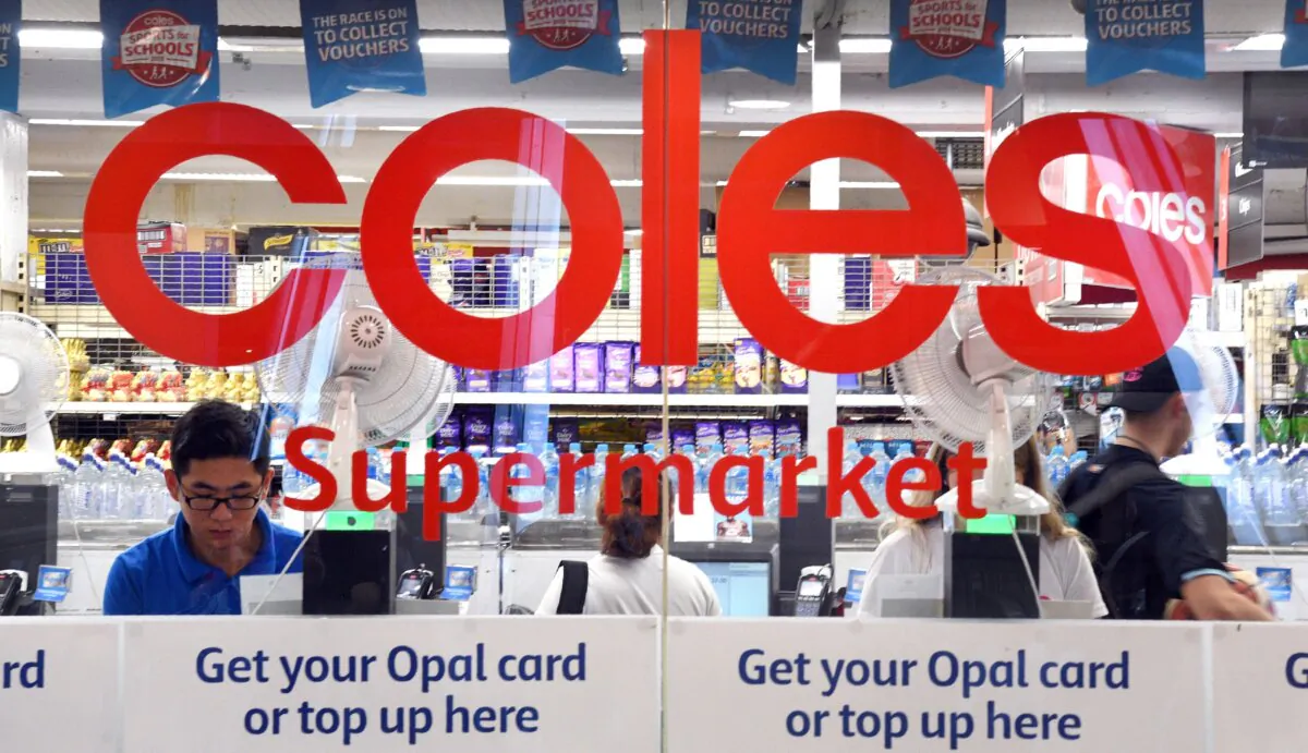 Shoppers check out at a Coles supermarket in Sydney, Australia, on March 16, 2018.
(William West/AFP via Getty Images)