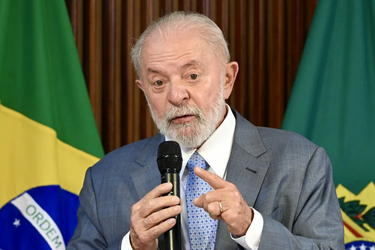 Brazilian President Luiz Inacio Lula da Silva speaks during a ministerial meeting at the Planalto Palace in Brasilia on March 18, 2024. (Evaristo Sa/AFP via Getty Images)