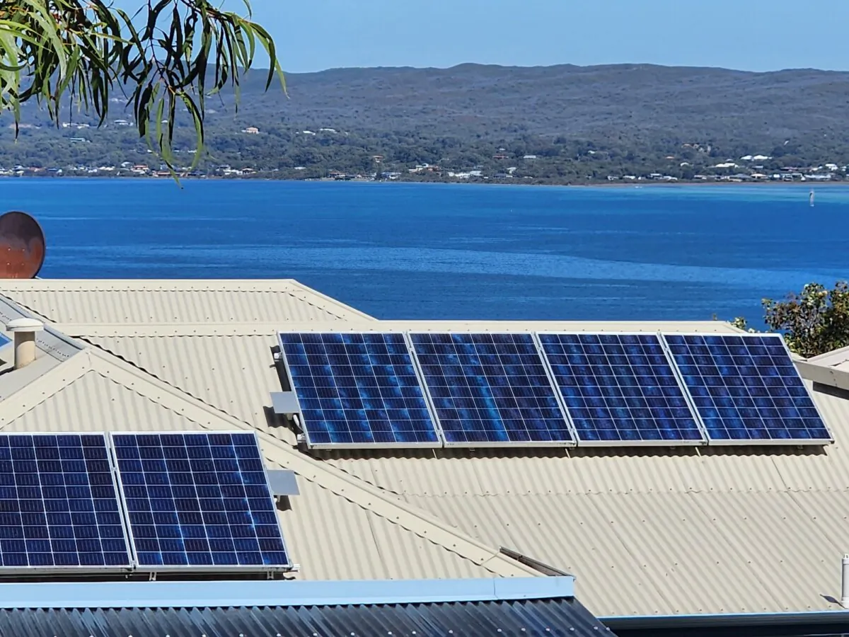 Solar panels are seen on a roof in Albany, Western Australia, on March 29, 2024. (Susan Mortimer/The Epoch Times)