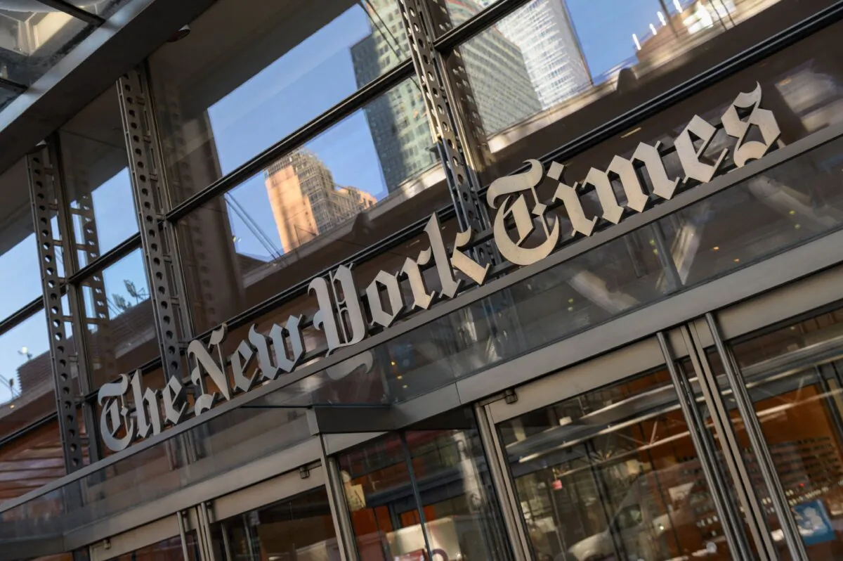 The New York Times Building in New York in a file photo. (Angela Weiss/AFP via Getty Images)