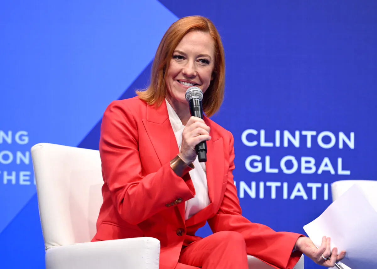 Jen Psaki participates in the session “Women’s Rights are Human Rights: How to Provide Abortion Care in a Post-Dobbs World" during the Clinton Global Initiative September 2023 Meeting at New York Hilton Midtown, in New York City, on Sept. 19, 2023. (Noam Galai/Getty Images for Clinton Global Initiative)