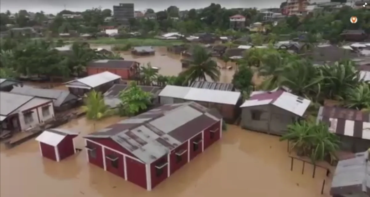 A tropical cyclone that swept across the island of Madagascar this week killed at least 18 people and displaced thousands more, the country's disaster management office said on Friday. (Screenshot via Reuters)