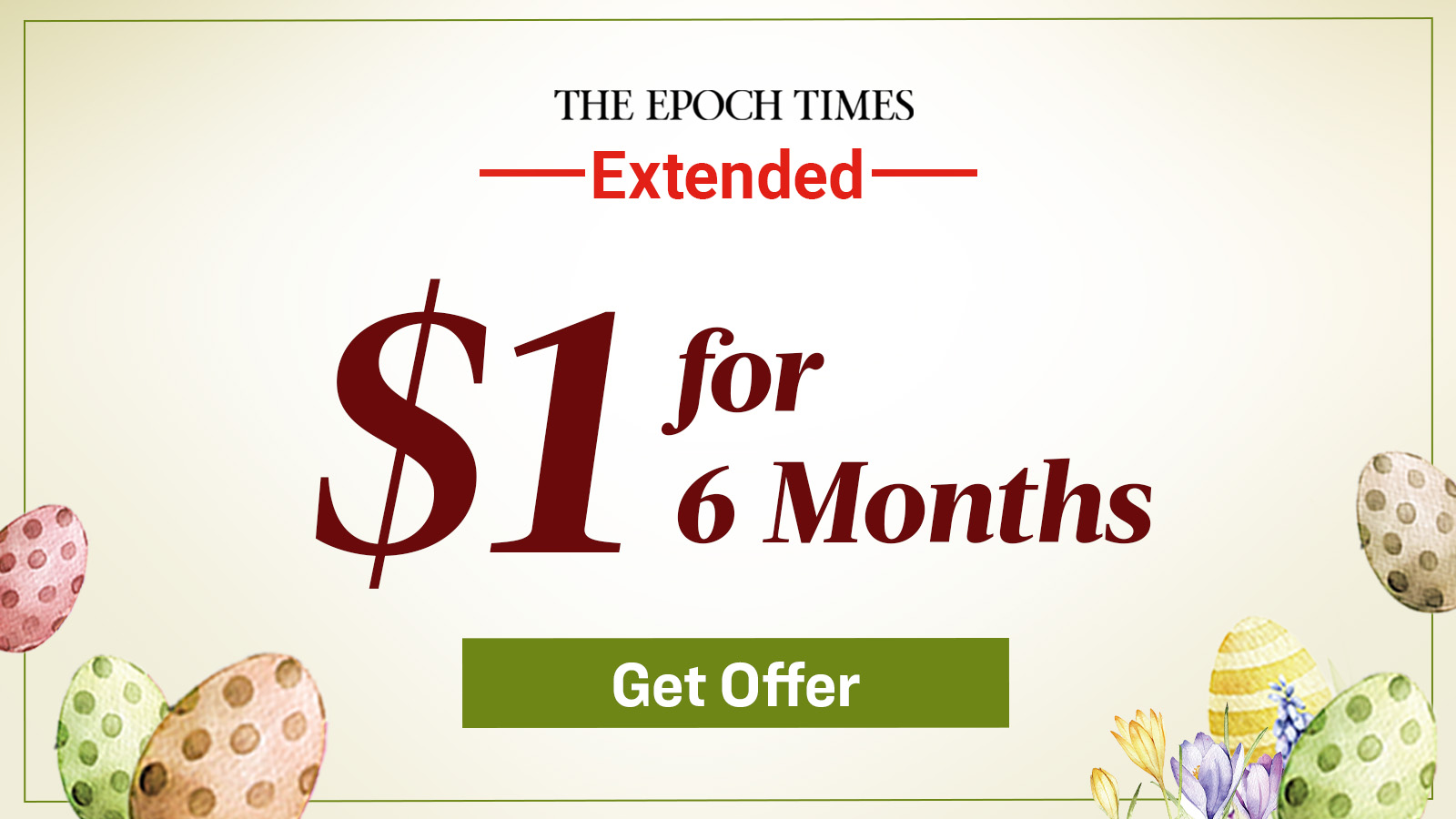 Easter Special: $1 FOR 6 MONTHS