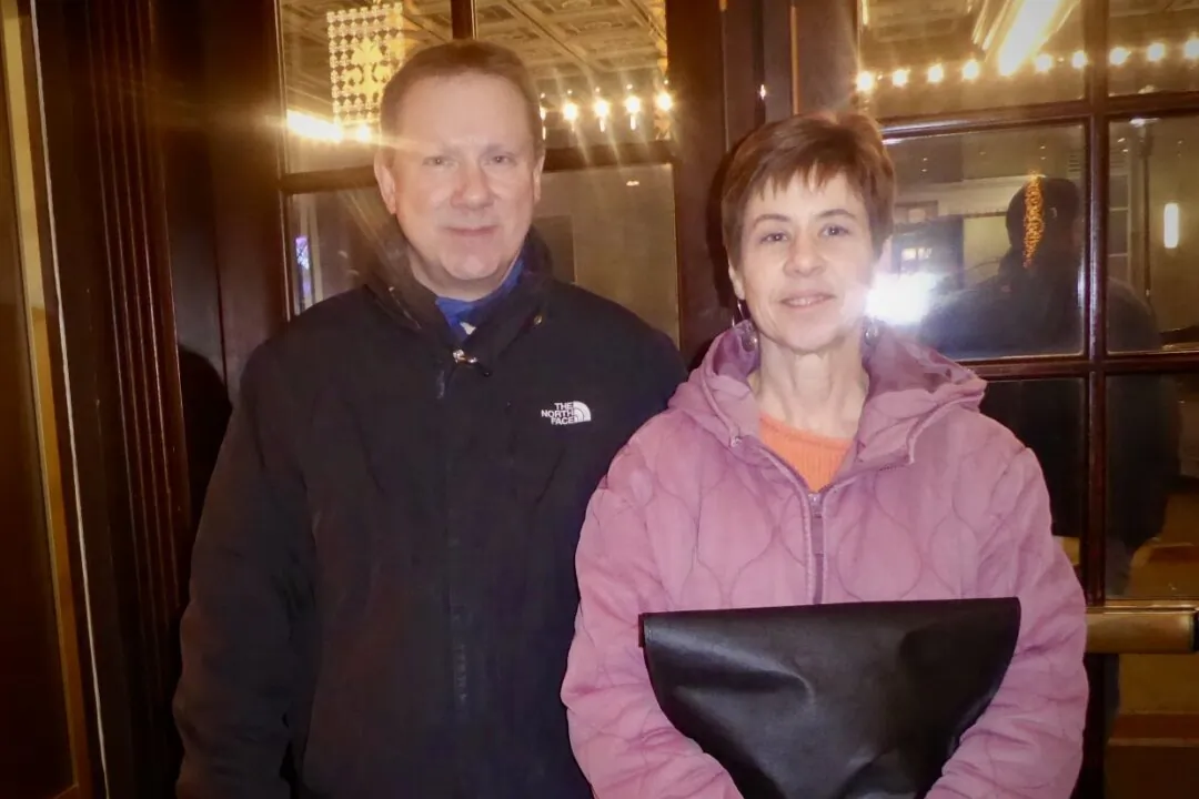 Bill and Mary Vogt attended Shen Yun Performing Arts at the State Theatre New Jersey in New Brunswick on March 29, 2024. (Frank Liang/The Epoch Times)