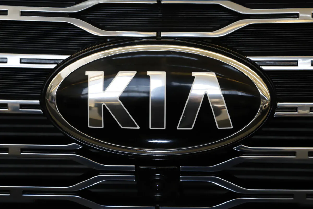 The front grill of a 2020 KIA Telluride on display at the 2020 Pittsburgh International Auto Show, in Pittsburg, on Feb.13, 2020. (Gene J. Puskar/AP Photo)