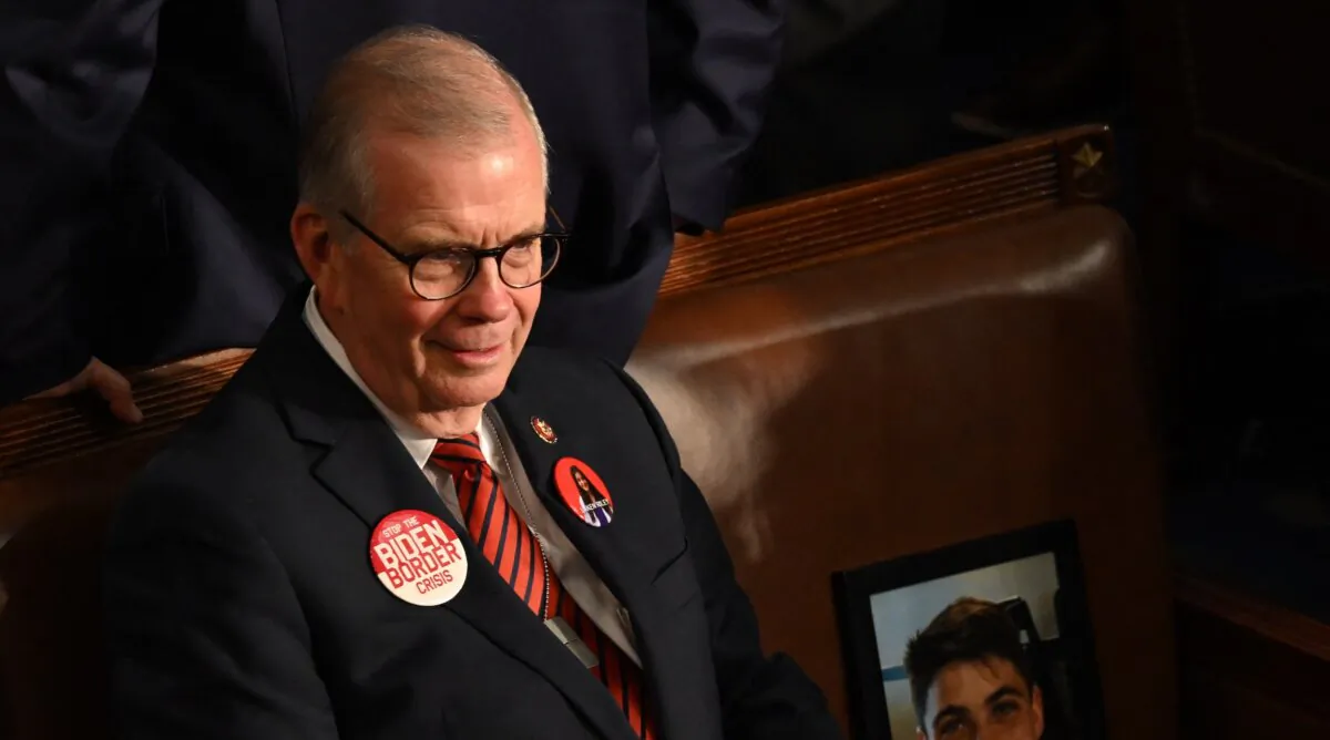 Rep. Tim Walberg (R-Mich.) sits in his seat ahead of President Joe Biden's the State of the Union address in the House Chamber of the U.S. Capitol in Washington on March 7, 2024. (Andrew Caballero-Reynolds/AFP via Getty Images)