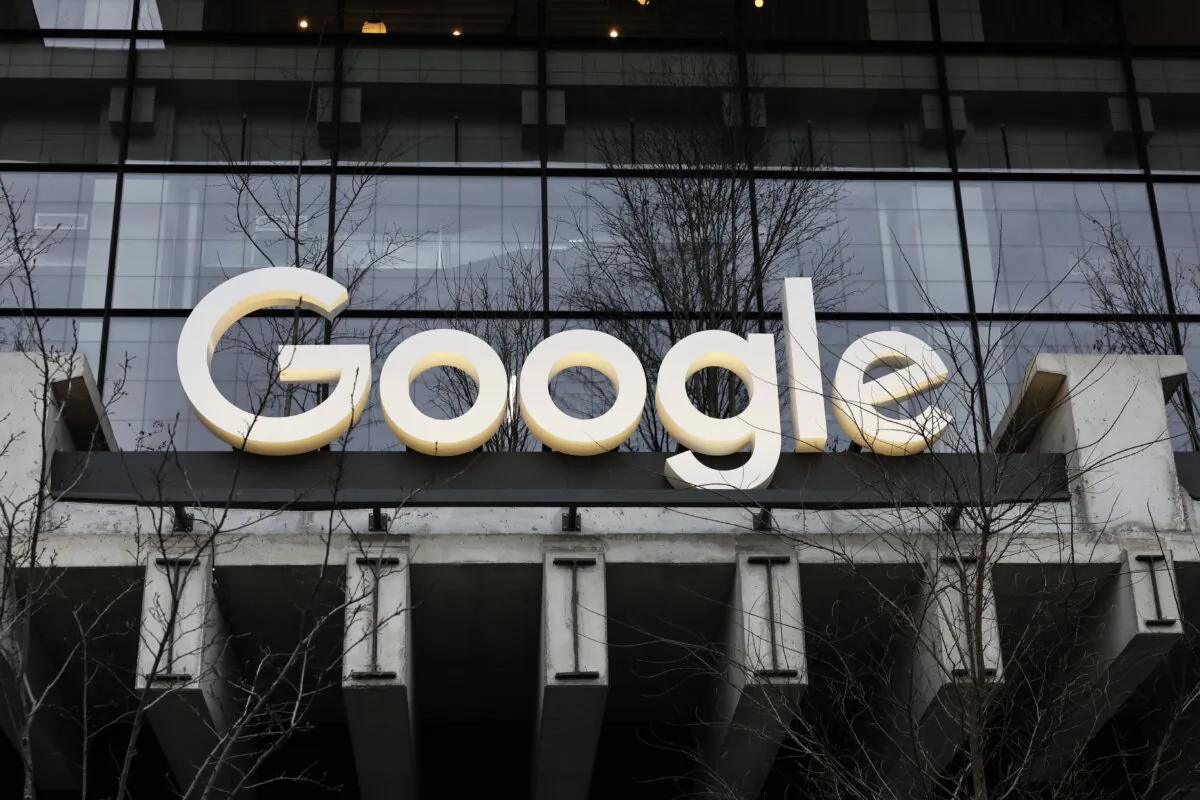 The exterior of the new headquarters of Google is seen at 550 Washington Street in Hudson Square in New York City on Jan. 9, 2024. (Michael M. Santiago/Getty Images)