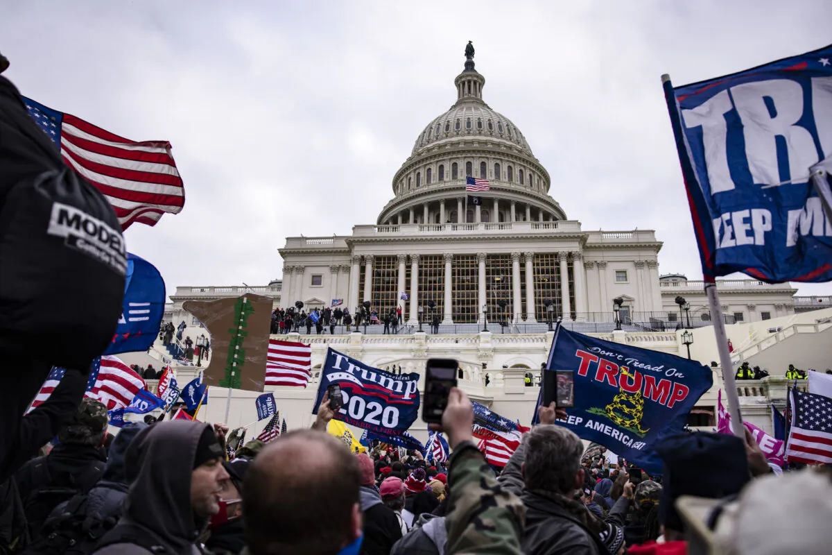 Protesters appear at the U.S. Capitol in Washington on Jan. 6, 2021. (Samuel Corum/Getty Images)
