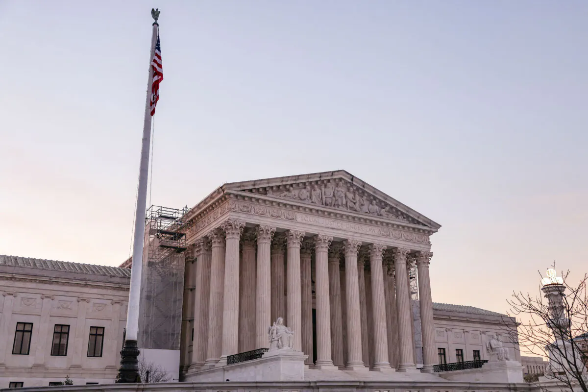 The U.S. Supreme Court at the start of the "Bans Off Our Mifepristone" action organized by the Woman's March outside of the Supreme Court in Washington on March 26, 2024. (Jemal Countess/Getty Images for Women's March)