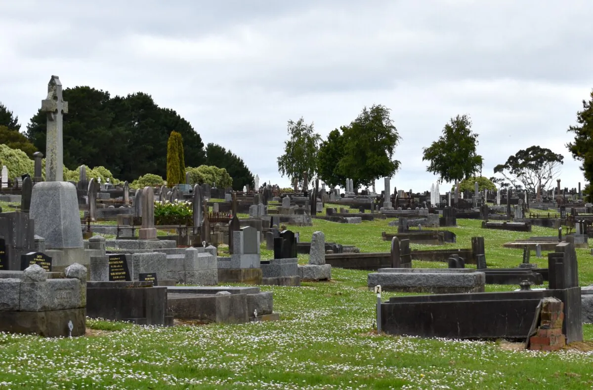 Headstones can be seen on graves at the Korumburra General Cemetery in Korumburra, Victoria of Australia, on Nov. 3, 2023. (Mell Chun/AFP via Getty Images)