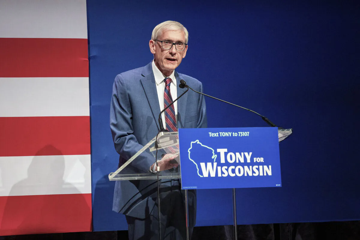 Wisconsin Gov. Tony Evers speaks to supporters during an election night event at The Orpheum Theater in Madison, Wis., on Nov. 8, 2022. (Jim Vondruska/Getty Images)