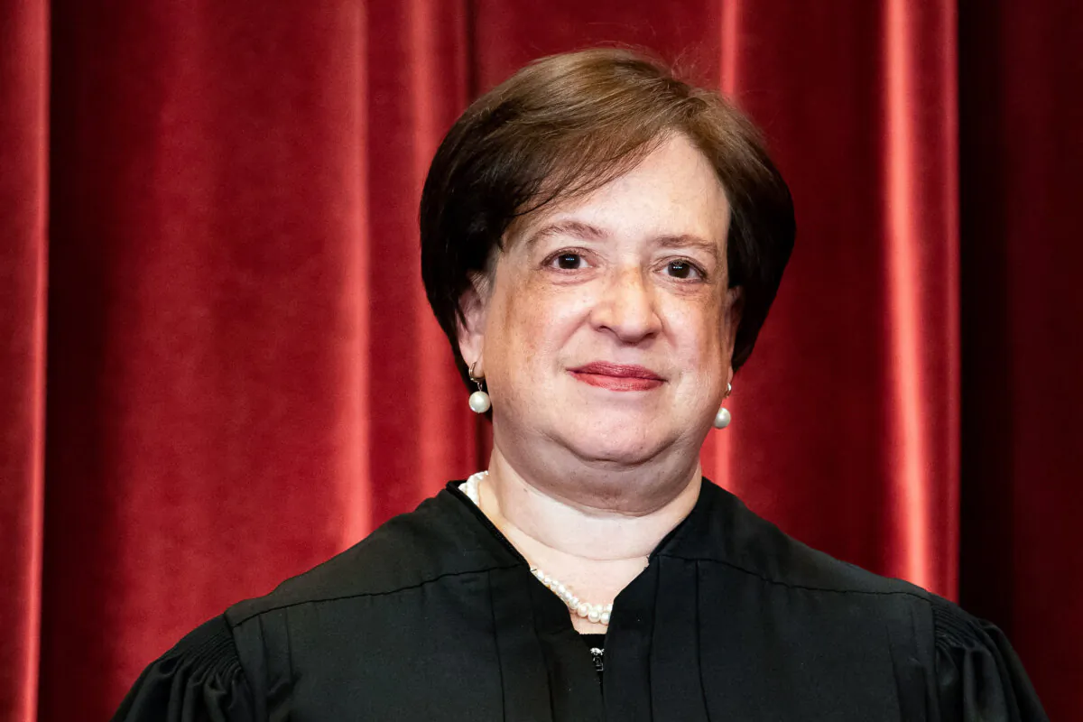 Supreme Court Justice Elena Kagan stands during a group photograph of the justices at the Supreme Court in Washington on April 23, 2021. (Erin Schaff/Pool/AFP via Getty Images)
