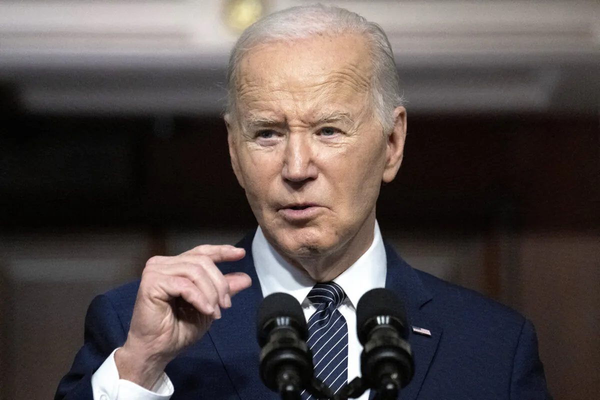 President Joe Biden speaks about lowering health care costs in the Indian Treaty Room of the White House in Washington on April 3, 2024. (Jim 
 Watson/AFP via Getty Images)