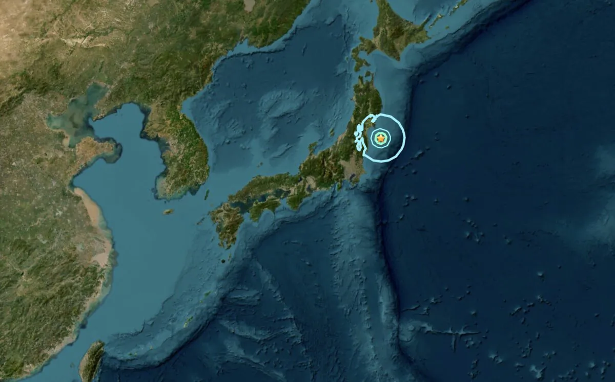 6.0 earthquake hits Japan on April 4, 2024. (Screenshot via The Epoch Times/USGS)