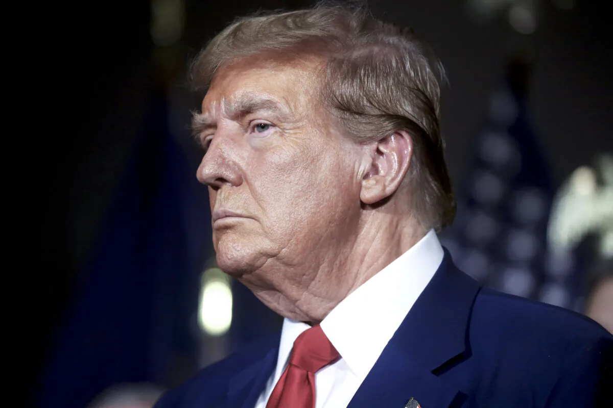 Former President Donald Trump attends a campaign event in Grand Rapids, Mich., on April 2, 2024. (Spencer Platt/Getty Images)