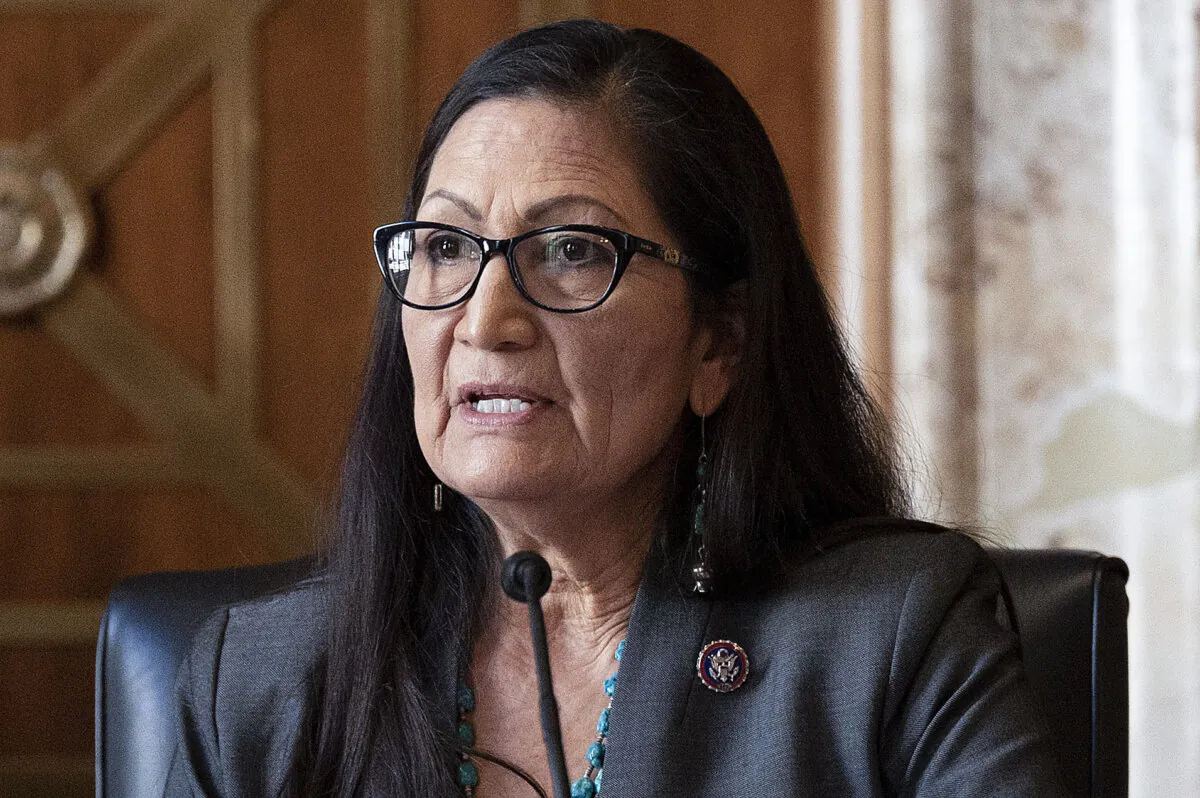 Congresswoman Deb Haaland (D-N.M.) speaks during the Senate Committee on Energy and Natural Resources hearing on her nomination to be Interior Secretary in Washington on Feb. 23, 2021. (Jim Watson-Pool/Getty Images)